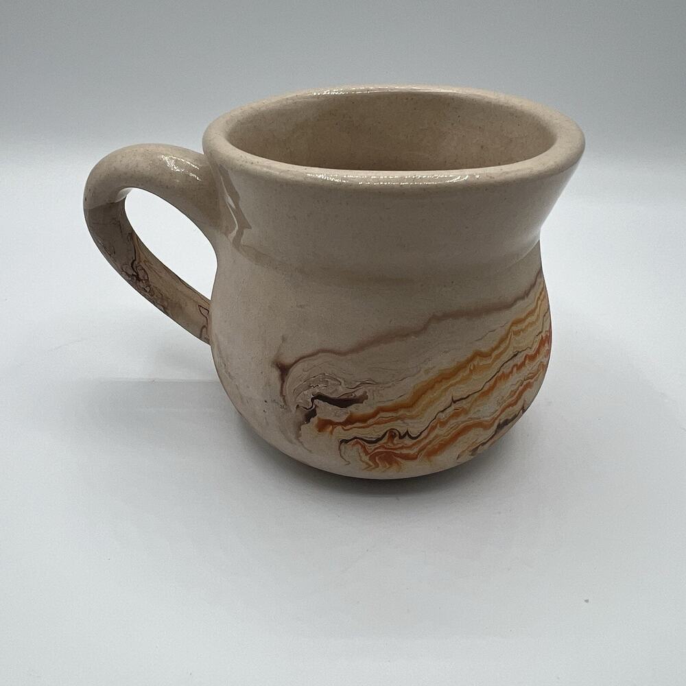 Nemadji Pottery USA Swirl Mug Vintage Indian Head Mark Agateware Style